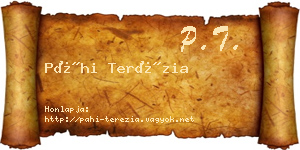 Páhi Terézia névjegykártya