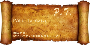 Páhi Terézia névjegykártya